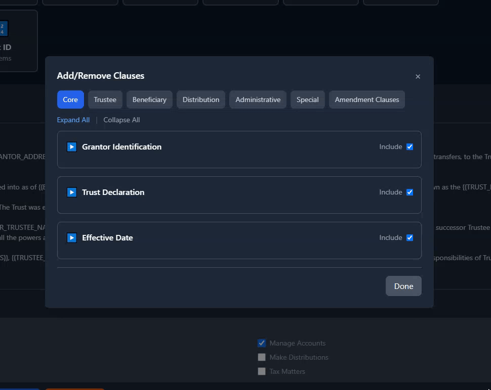 Clause Editor