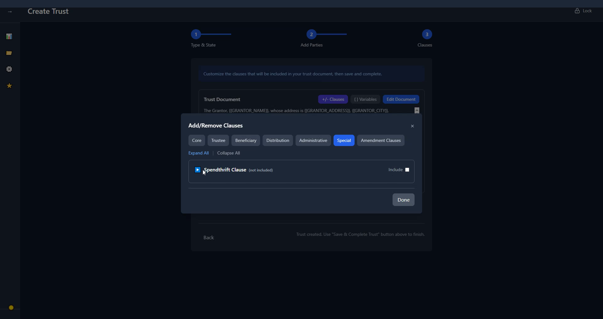 Clause Editor