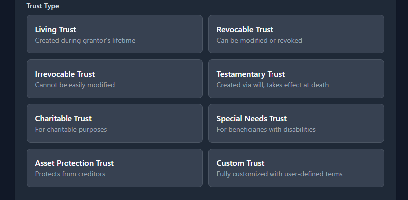 Trust Type Selector